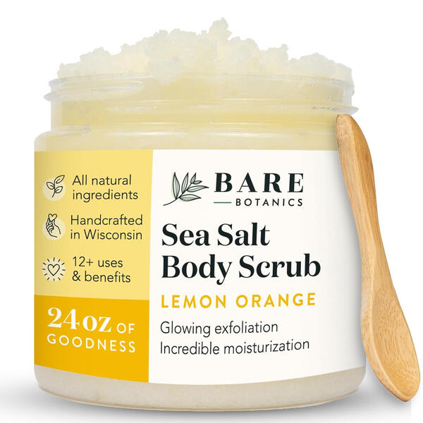 Indulge in a spa-like experience with this exfoliating scrub that leaves your skin smooth and nourished. Nutrient-rich and hydrating, with orange and lemon essential oils for a tropical treat. Vegan & Cruelty free, and handcrafted in the USA.