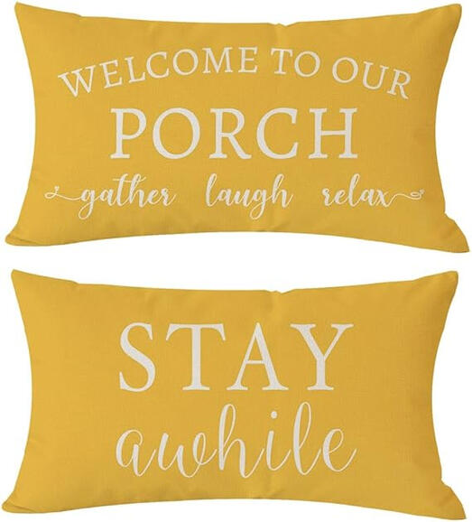 Cozy up your porch with a pop of sunshine. These yellow farmhouse-style pillow covers add the perfect welcome-home touch to benches, swings, or patio chairs. They’re soft, summery, and make every sit-down feel like an invitation to stay awhile.