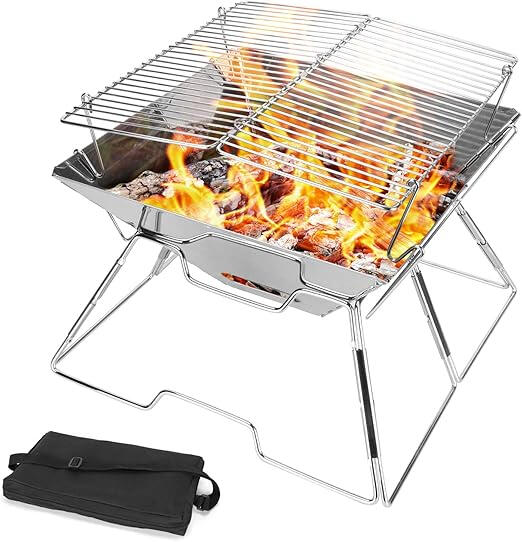 Ready to grill anywhere? This portable stainless steel BBQ grill folds flat, pops up fast, and even comes with kitchen tongs and a carry bag. Whether you're cooking in your backyard, on a camping trip, or grilling by the lake, this setup is pure summer gol